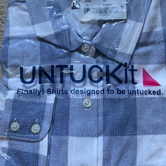 NWT Untuckit Volnay Light Flannel Blue Plaid Regular Fit Shirt Multiple Sizes - Picture 2 of 10